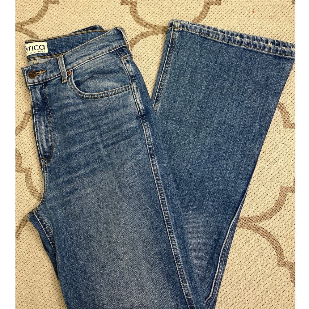 Etica Anya Modern Flare Organic Cotton Blue Jeans, size 29